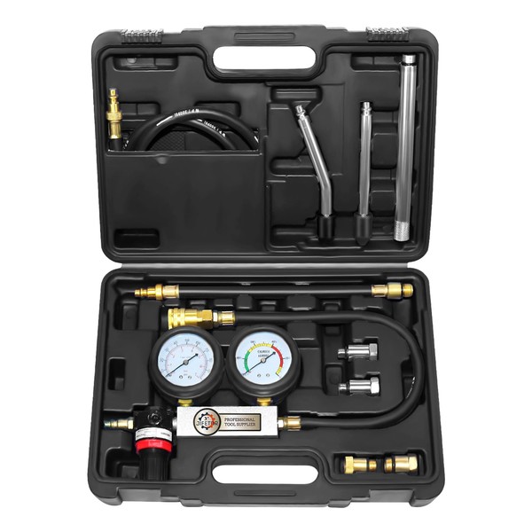 JIFETOR Cylinder Leak Down Tester Kit, Automotive Engine Compression Dual