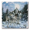 Absorbent Stone Tumbled Tile Coasters, Midnight Wolves, Set of 4