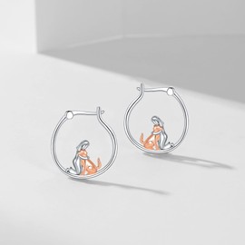 Dog Hoop Earrings 925 Sterling Silver Cute Animal Hoop Earring Gift for Women
