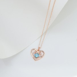 AILUOR Love Heart Necklaces for Women, Infinity Heart Birthstone Pendant Necklace, Anniversary Birthday Gifts for Wife Mom, Rose Gold Plated Necklace for Valentine's Mothers Day (Rose Gold-03-Mar)