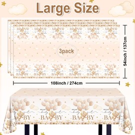 Avezano 3 Pcs Bear Baby Shower Tablecloth We Can Bearly Wait Table Cloths Brown Bear Baby Shower Decorations 108 x 54 Inch