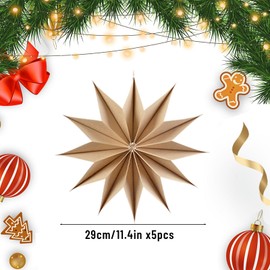 SUNBEAUTY 5 PCS 12-Pointed 12 Inch Paper Star Lanterns Christmas Hanging Lamp Paper Decorations Shade Wedding Birthday Christmas Home Party Christmas Tree Decorations