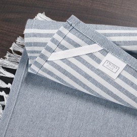 TWINY threads Set of 4 100% Cotton Turkish Kitchen Towels with Hanging Loop & Tassels (18" X 28") | Ultra Washcloth with Fringes | Reusable Hand Towels - Navy Blue