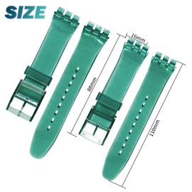 GREENOLIVE Ultra-thin Replacement Waterproof Silicone Rubber Watch Strap Watch Band for Swatch Skin Series（16mm） (Bright Green)