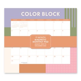 Orange Circle Studio 2025-2026 Color Block Magnetic Wall Calendar Pad, 17-Month, August 2025 to December 2026, 9.4" x 8.5", Hanging Organizer, Aesthetic for Office, Home or School Use