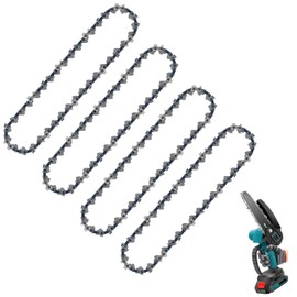 4PCS 6 Inch Chainsaw Chains, Mini Chainsaw Chain Replacement for Cordless Handheld Chainsaws, Low-Kickback Small Chainsaw Blade for Tree Trimming and Wood Cutting (37 Drive Links)