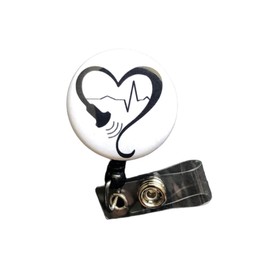 Ultrasound Badge Holder, Retractable ID Badge Reel, Heart, Probe, Sonography