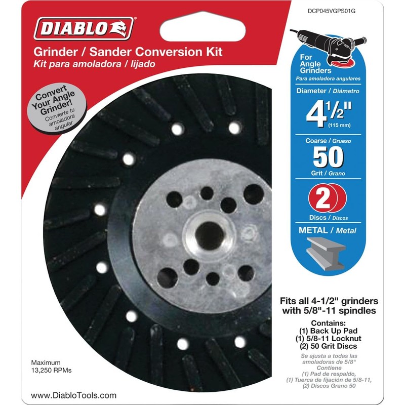 Diablo Grinder to Sander Conversion Kit - Includes Back-Up Pad