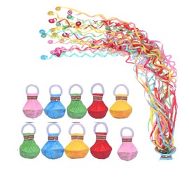 10 Pack No Mess Streamer Poppers, 5 Color party poppers confetti shooters for Wedding Parties – Handheld & Easy to Clean Celebration Supplies