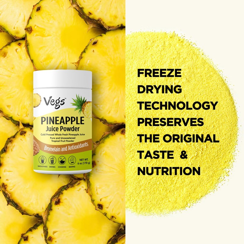 Vegs Pineapple Juice Powder - Freeze Dried Organic Pineapple Powder
