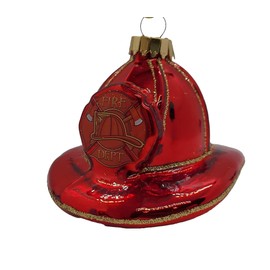 Krebs Designer Seamless 2.5" Firefighter Hat Glass Figurine Holiday Ornament