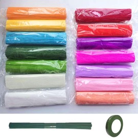 Beyoslf Crepe Paper Flower DIY Kits 65Pcs - 14 Rolls Crepe Paper Sheets Rolls Streame...