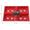 Festive Red Snowflake Christmas Themed Winter Holiday Ceramic 4-Section Server