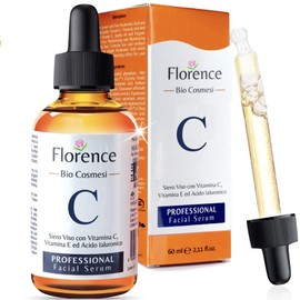 Florence 60 ml Organic Hyaluronic Acid Serum with Vitamins C and E. Highly Concentrated Anti-Wrinkle, Anti-Aging, and Dark Spot Treatment. Hyaluronic acid facial serum, ideal as an eye contour cream. Dermaroller essence. Vegan natural cosmetics.