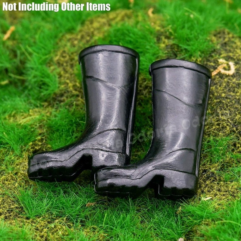 2Pcs Black 1/12 Miniature Rubber Boots Dollhouse Garden Accessories
