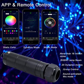 AZIMOM 6W Bluetooth Music Control RGB LED Fiber Optic Lights Star Ceiling Light Kit RF 28 Key Remote APP Sensor Light Source 550pcs 0.75mm 13.1ft Fiber Strands for Indoor Car Home Interior Decoration