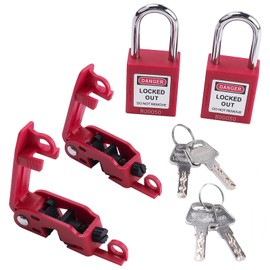 Patioer Circuit Breaker Lockout Kit with Loto Lock, Lockout Tagout Breaker Lock for Standard Single and Double Toggles, 2 Set