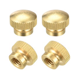 sourcing map Brass Knurled Thumb Nuts, M6x1mm Round Stepped Knobs Fasteners for 3D Printer, Electronic Equipment 4Pcs