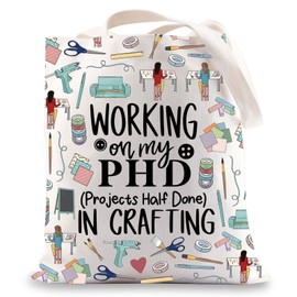 JNIAP Crafting Lover Tote Bag Crafter Gifts Working On My PHD Projects In Crafting Tote Bag Crafting Mom Gift (Working tb)