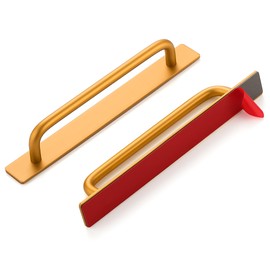 4 Pack Adhesive Handles Self Stick Instant Cabinet Handles 8.35" Stick on Cabinet Handles Drawer Push Pull Handles Helper Sliding Screen Door Handles for Sliding Closet Window Wardrobe - Gold