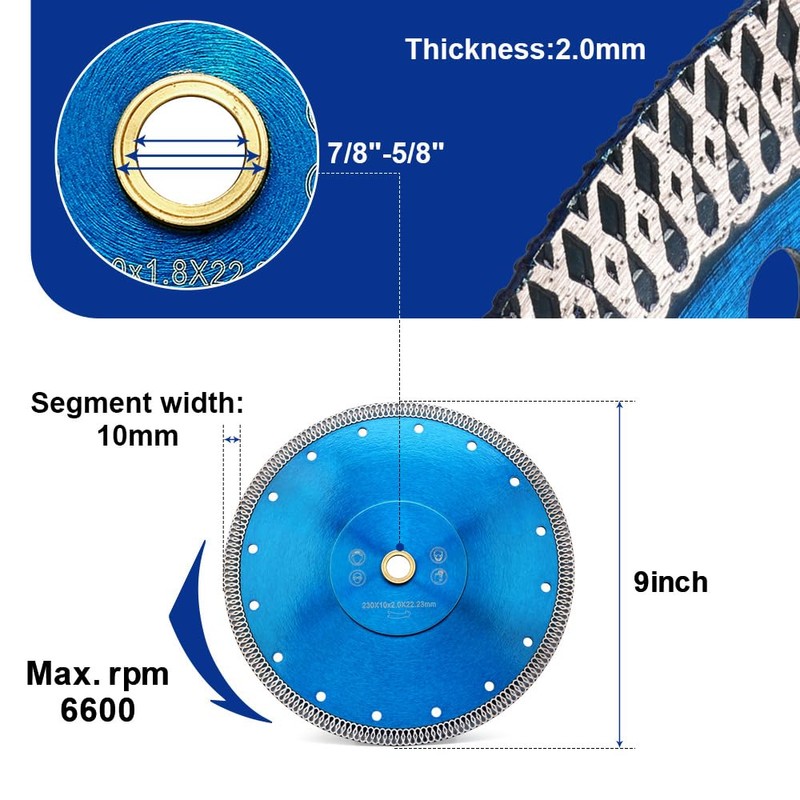 Solidure 230mm Diamond Cutting Discs,Super Thin 9 inch Turbo Diamond