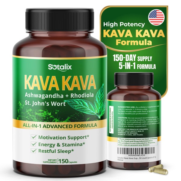 Sotalix Kava Kava Supplement with Ashwagandha Rhodiola St. John's Wort