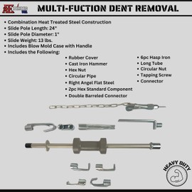 ATE Pro. Tools - Heavy Duty Slide Hammer Dent Puller Set, 13LB Universal Slide Hammer Auto Body and Truck Repair Tool, Multi-use Dent Repair Tool for Cars, Trucks, and More - 18pc Set w/case