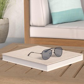 COASION Children's Aviator Glasses with Stainless Steel Metal Frame, Mirrored or Tinted, Aviator Glasses, Sunglasses (A6 Black Frame/Grey Lens)