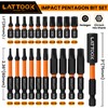 Impact Pentagon Bit Set, LATTOOK 21-Pieces Metric 5 Sided Tamper