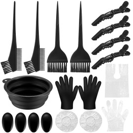Hair Dye Brush Set, 18 Pieces Hair Dyeing Accessories, Hair Dyeing Tool with Brush Comb, Colouring Brush, Hair Dye Bowl, Ear Cover, Hairpins, Gloves, for Salon DIY Hair Dyeing Kit