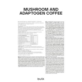 Bulk Bulk Mushroom Coffee, Lion's Mane, Ashwagandha, Vitamin D, Black, 100 g