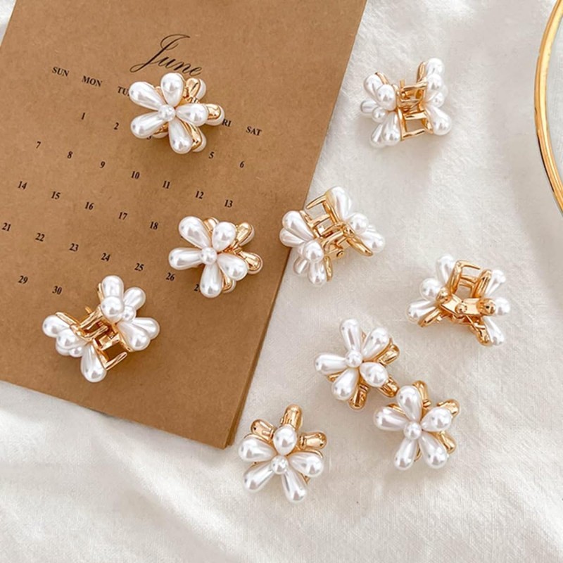 10 Pinzas Cabello Accesorio Broche Flor de Perlas Peinado Elegante