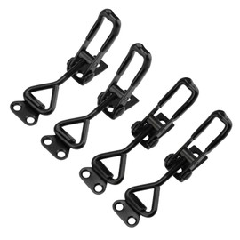 MiJunHD Adjustable Toggle Clamps, 4Pcs Quick Release Metal Pull Latch, Heavy Duty 100KG/220lbs Toggle Latch Lever Buckle for Box, Cabinet, Lockers, Closet, Door ((Black - No Lock Hole)