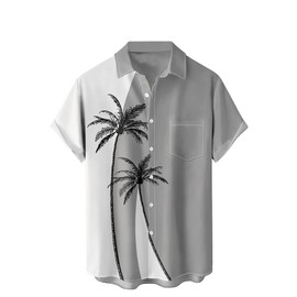 WRITKC Tropical Shirts Button Down Holiday Casual Hawaiian Short Sleeve Men Loose Beach Shirts