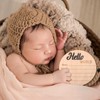 Baby Announcement Sign, Wooden Hello World Newborn Welcome Sign Baby