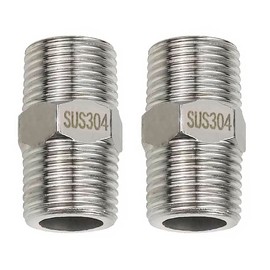 2 PCS Shower Hose Thread Pipe Connector Male to Male Screwed Nipple Male Hex Nipple Stainless Steel for Kitchen Bathroom Garden Extra Long Hose Extension (Diameter 1/2 Inch)