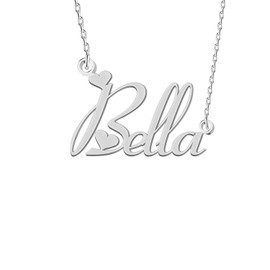 GR35Z9 Bella Name Necklace Silver for Women Dainty Stainless Steel Initial Pendant Jewelry for Mom