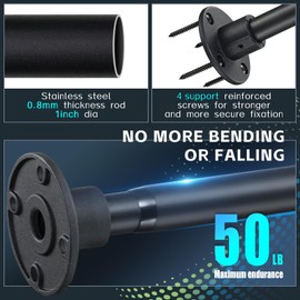 UIABOPZ Shower Curtain Rods, 29-64inch Adjustable Shower Pole - Heavy Duty Shower Rods for Bathroom Matte Black (1 Pack)