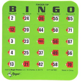 Regal Bingo Bulk Bingo Cards with Sliding Windows - Reusable Large Print Bingo Game Cards for Adults Large Group - 25 Pack, Green