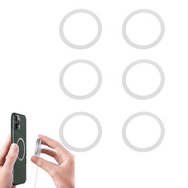 Leeneen Universal Metal Rings Sticker for Magnetic Charger Compatible with Mag-safe Magnetic Wireless Charger,Ultra-Thin Car Charger Conversion Accessories 6Pcs(NO Magnet) (White)