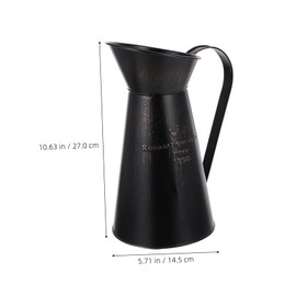 DOITOOL Rustic Shabby Chic Vase Black Metal Vase Vintage Milk Jug Mini Pitcher, Vintage Galvanized Vase, French Style Decorative Vase Farmhouse Decor for Home, Wedding, Bathroom