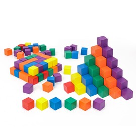 kukmakri 400 Pack Wooden Color Cubes, 0.8 Inch Colorful Square Wood Craft Cube, Rainbow Wooden Blocks Bulk for Crafting and Building, Wooden Cubes with 6 Colors