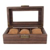 3 Slot Watch Display Case Wood Detachable Pillow Glass Cover