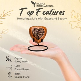 Urn for Human Ashes Adult Man - Cremation Urns, Wooden Urns, Burial Urn, Urn for Women Human Ashes, Decorative Urn - Engraved Heart