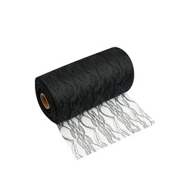 MODERNO Table Runner Lace Table Runner in Black (15cm x 20m) High Quality Table Decoration Ribbon for Weddings & Christenings, Festive Table Decoration for Special Occasions