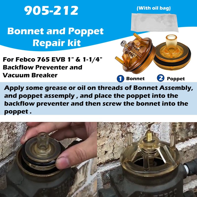 For Febco 765-1 Repair Kit, 905-212 Bonnet Poppet Repair Kit