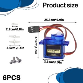 6 Pcs Servo Motor, SG90 Micro Servo Motor,SG90 Metal Geared Moto r Kit for RC Robots & Models, Compatible with Arduino Projects