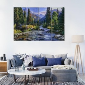 AtawLege 8 Pack Art Acoustic Panels, 48"X32" Self-adhesive Soundproof Wall Panels, Decorative Sound Absorbing Panel, Acoustic Treatment for Studio, Home, Office (Mountain Stream)