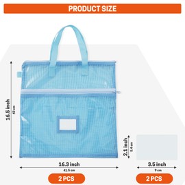 GNEGNI LIFE Sewing Project Bag, 2 PCS Craft Bag Organizer Tote with Double Pocket Handles 16.14 x 16.14 inch Mesh Art Supply Bag for Sew, Quilting, Knitting, Embroidery Projects
