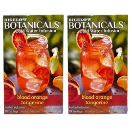 YCNO KOMBOFAN (Pack of 2) Bigelow Botanicals Blood Orange Tangerine Herbal Tea, Cold Water Infusion, Caffeine Free, 18 Count each (Total: 36 Count)